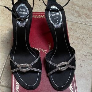 Rene Caovilla lace and crystal sandals